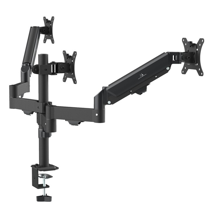 Supporto per 3 monitor Maclean, molla a gas, 17"-27", 2-8 kg, nero, MC-137