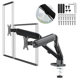 Suporte para dois monitores Maclean, com mola a gás, 17"-32", 2-10kg, preto, MC-134