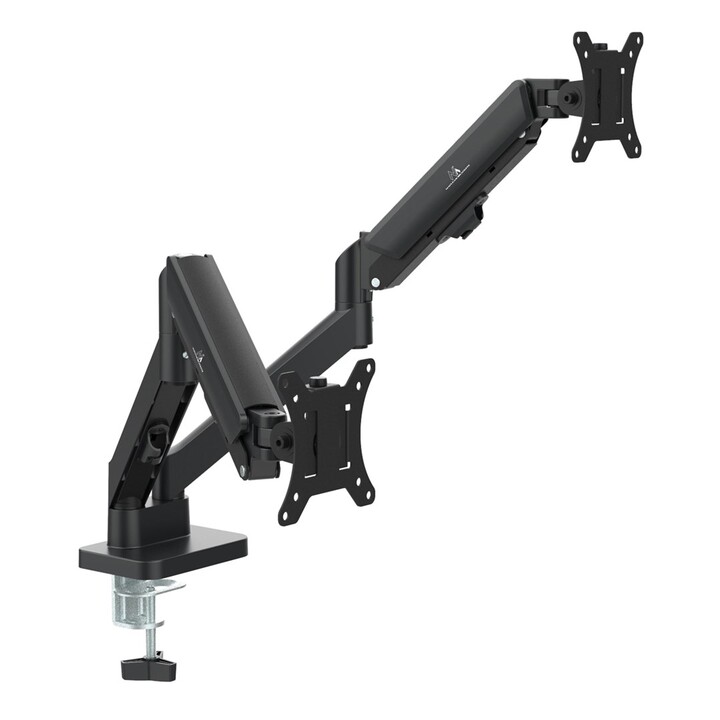 Support pour 2 moniteurs Maclean, ressort à gaz, 17"-32", 2-10kg, noir, MC-134