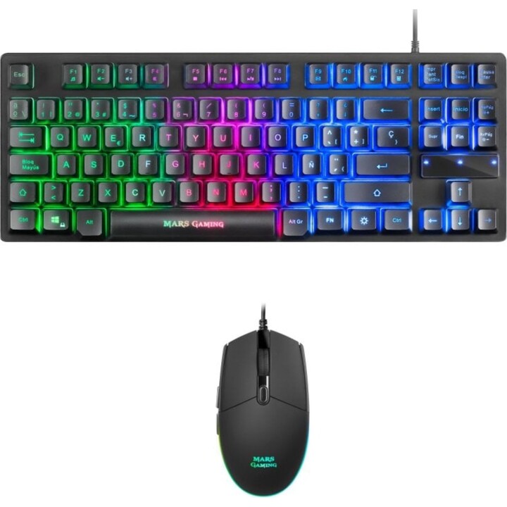 Mars Gaming MCPTKL Combo Gaming Teclado RGB Ratón 3200 DPI Negros