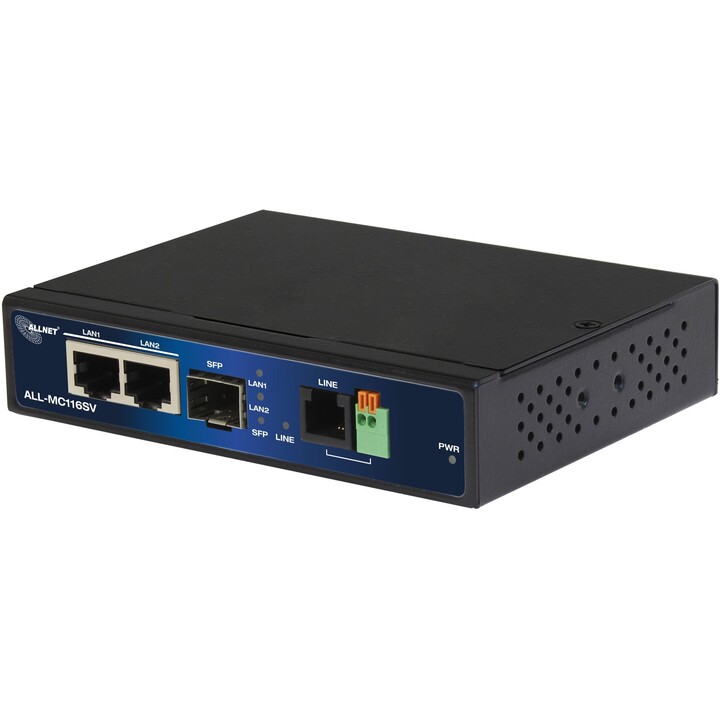 ALLNET ALL-MC116SV-VDSL2, Modem ponte VDSL2 fiável com Gigabit Ethernet e conetividade SFP