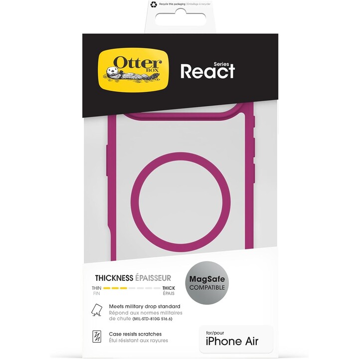 Custodia MagSafe di OtterBox React Series per iPhone Air, trasparente/rosa