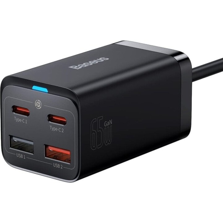 Baseus Travel Charger GaN3 Pro Charger for Laptops and Smartphones 65W Fast Charging USB-C 1.5M
