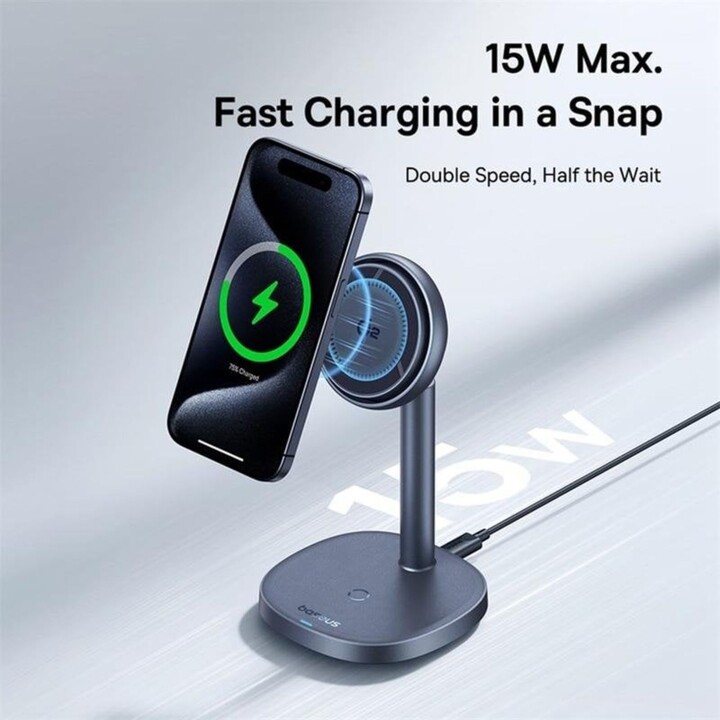 Support pour smartphone Baseus Orbit 2 Pro, chargement sans fil pour iPhone, ventilation 20 W, gris