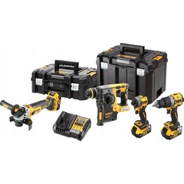 Dewalt DCK429P3T XR 18V Kit avec perceuse à percussion, visseuse à chocs, meuleuse et marteau SDS-Plus
