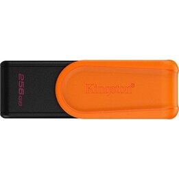 Unidade flash Kingston DataTraveler Exodia S 256 GB USB 3.2 Gen 1, preta/laranja, tampa giratória