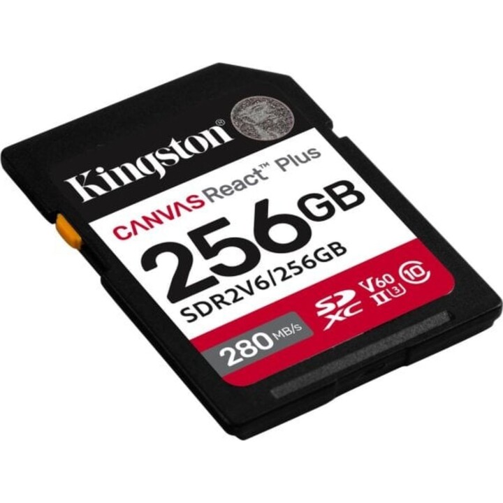 Scheda SDXC Kingston Canvas React Plus 256 GB UHS-II 280 MB/s V60