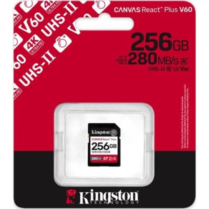 Kingston Canvas React Plus SDXC Card 256GB UHS-II 280MB/s V60