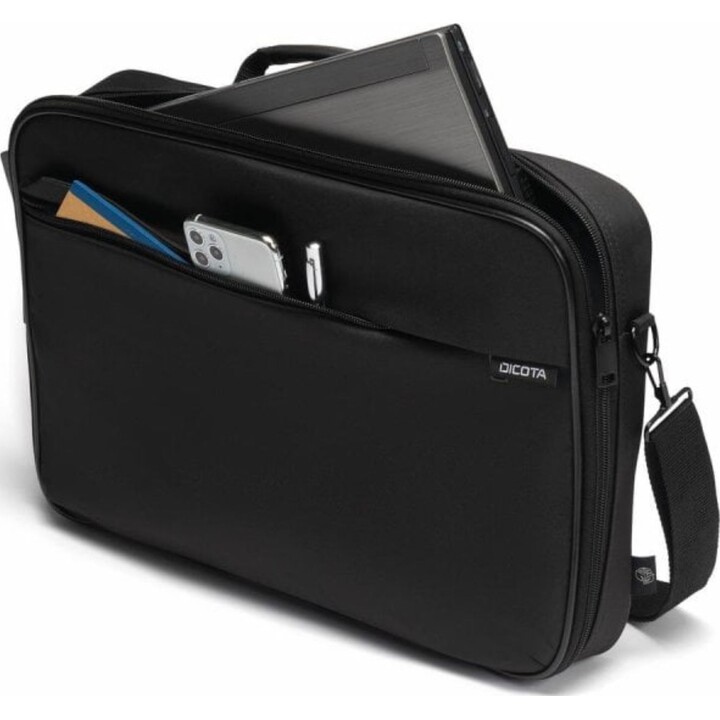 Dicota D32089-RPET 17.3" briefcase with recycled materials and shoulder strap, black