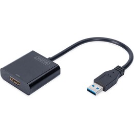 Adaptador gráfico Digitus USB 3.0, USB A a HDMI tipo A, Full HD, 1920x1080 píxeles, plástico, negro