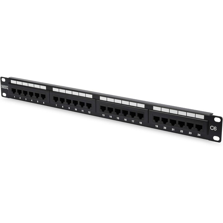 Digitus Panneau de brassage Cat 6, 24 ports, 19", 1U, non blindé, noir