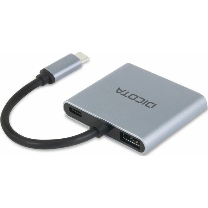 Dichota 4-in-1 USB-C Mobile Dockingstation, 4K Mini-Anschluss, HDMI, PD, 100 W, Silber