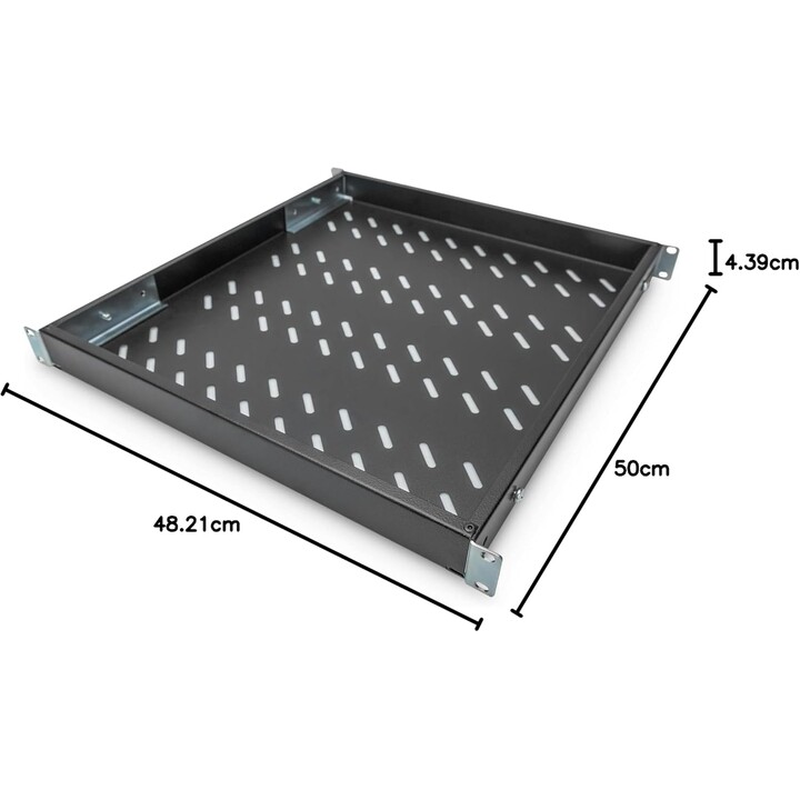 Digitus Estante, Profundidad variable, Para instalación fija, 19", 1U, Capacidad de carga 50 kg, Para armarios de red y servidor