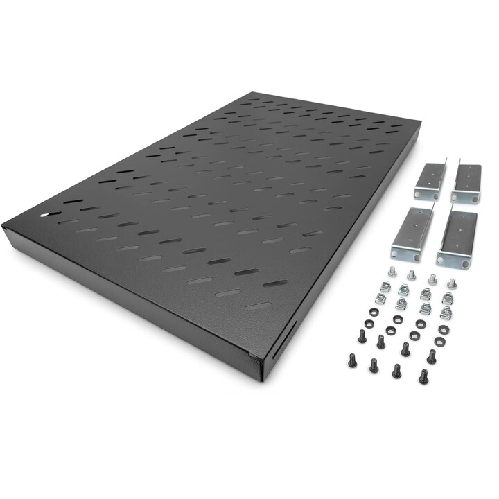 Digitus Estante, Profundidad variable, Para instalación fija, 19", 1U, Capacidad de carga 50 kg, Para armarios de red y servidor