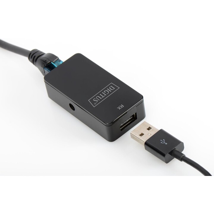 Digitus USB Extender, Range 50m, USB 2.0, UTP, STP & S-FTP Cat-5 Network Cable, Plug & Play, Black