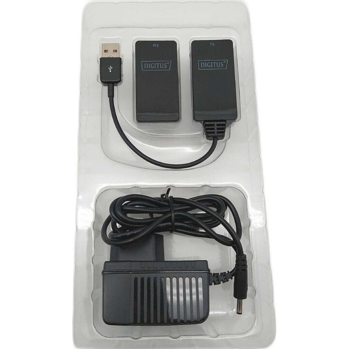 Digitus Extensor USB, Alcance 50m, USB 2.0, UTP, STP & S-FTP Cable de red Cat-5, Plug & Play, Negro