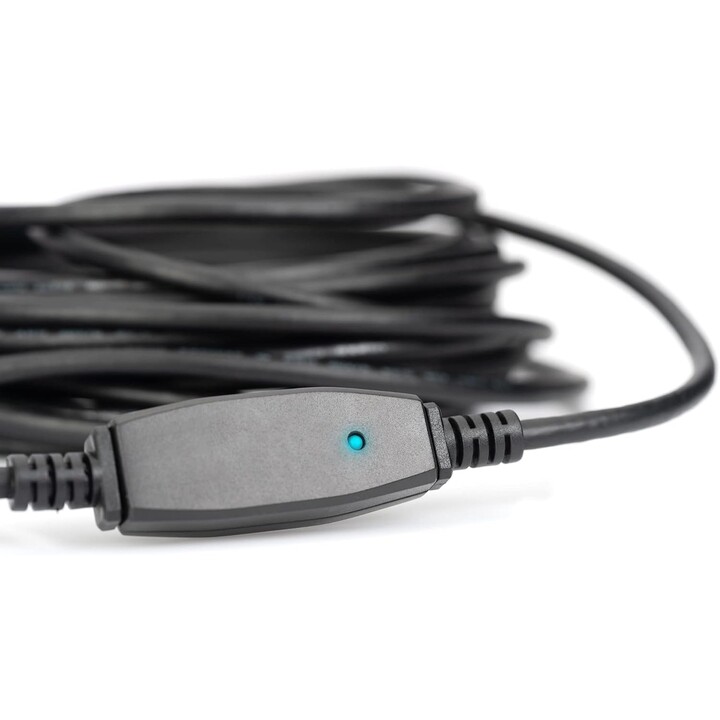 Digitus Cable USB 3.2 Gen 1, 15 m, USB-A macho a hembra, repetidor USB con Plug & Play, hasta 5 Gbit/s, negro