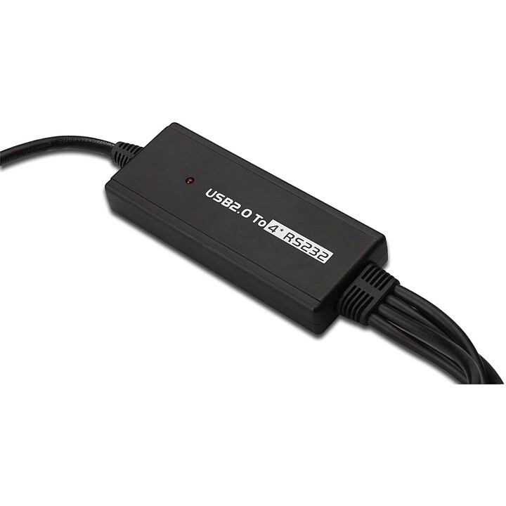 Digitus USB auf 4x Seriell Adapter, RS232 Konverter, USB 2.0 Typ-A auf 4x DSUB 9M, FTDI Chipsatz, 1.5m Schwarz