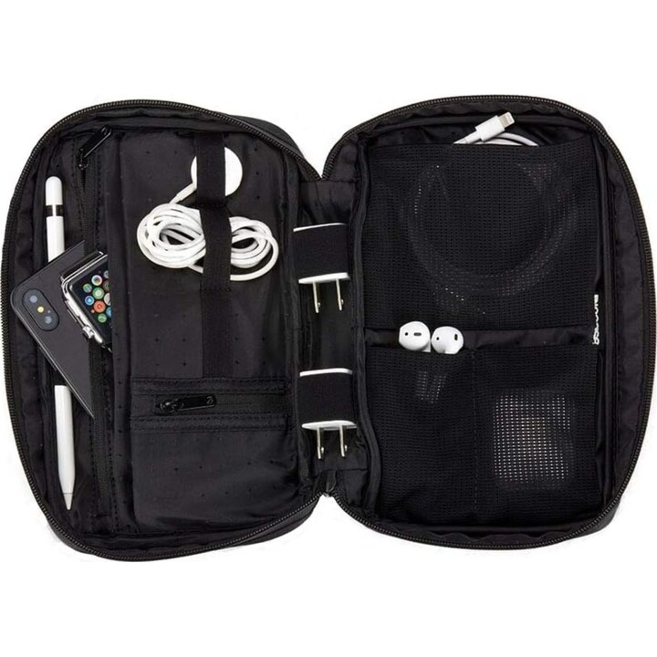 Borsa organizer per accessori Incase in nylon, nera, ecopelle