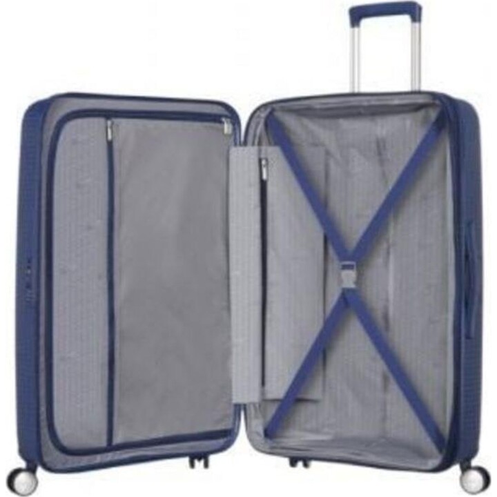 Valigia Spinner American Tourister SoundBox 77 cm espandibile 4 ruote Blu Navy