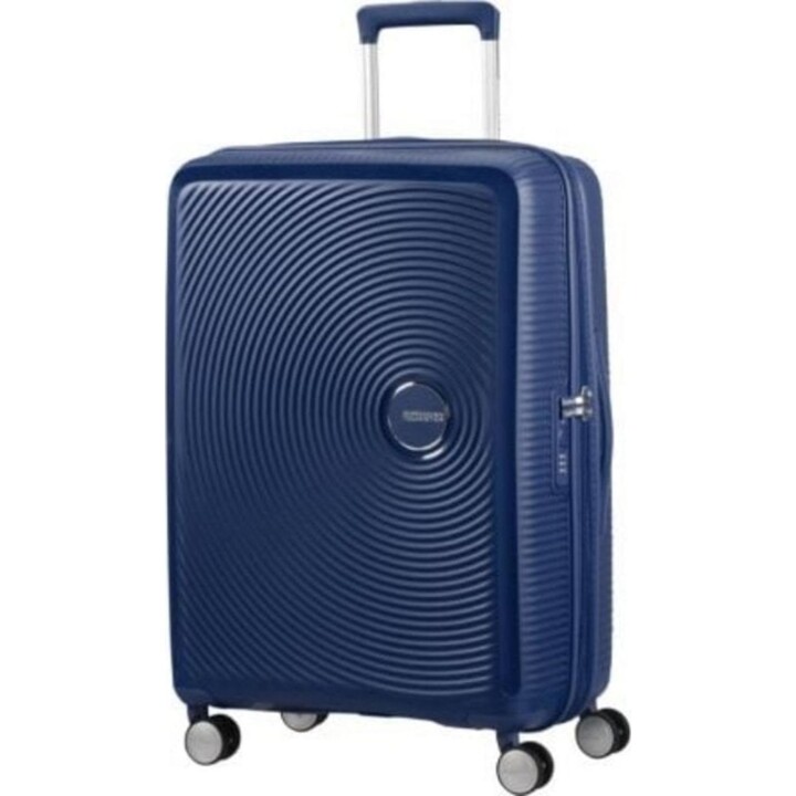 Valigia Spinner American Tourister SoundBox 67 cm espandibile 4 ruote Blu Navy