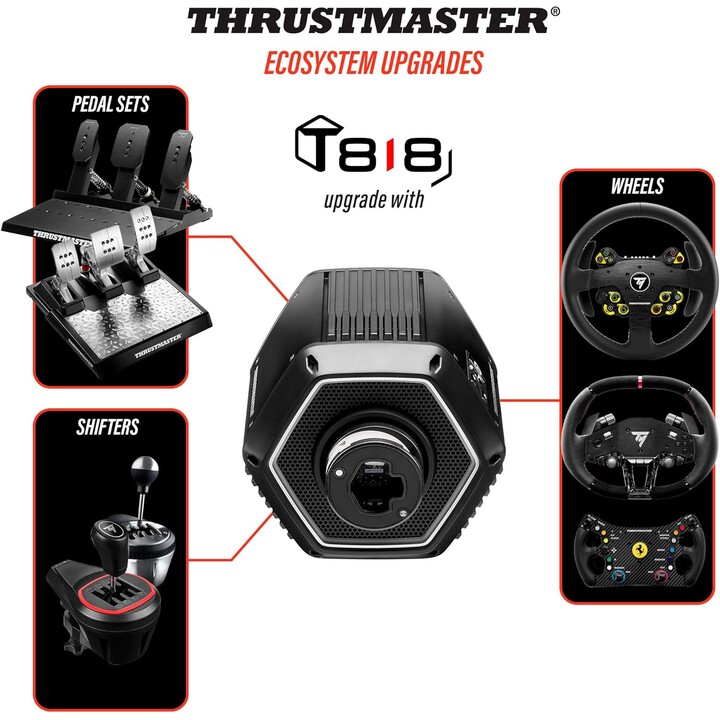 Thrustmaster T818 Black Edition, SimRacing Force Feedback Base mit 10 N m Direktantrieb für PC