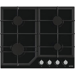 Gorenje GT641KB, plaque de cuisson à gaz intégrée de 60 cm avec 4 zones de cuisson et boutons de commande latéraux précis, Noir
