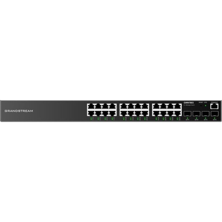 Conmutador Grandstream GWN7803 24 Puertos Gigabit 4 SFP L2+ 56Gbps Rack VLAN QoS Seguridad
