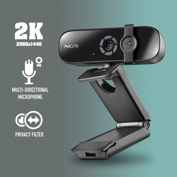 Webcam NGS HDX-2K 2K 2560x1440/5MP/Microfono multidirezionale/Filtro privacy/Base regolabile