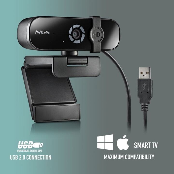 Webcam NGS HDX-2K 2K 2560x1440/5MP/Microfono multidirezionale/Filtro privacy/Base regolabile
