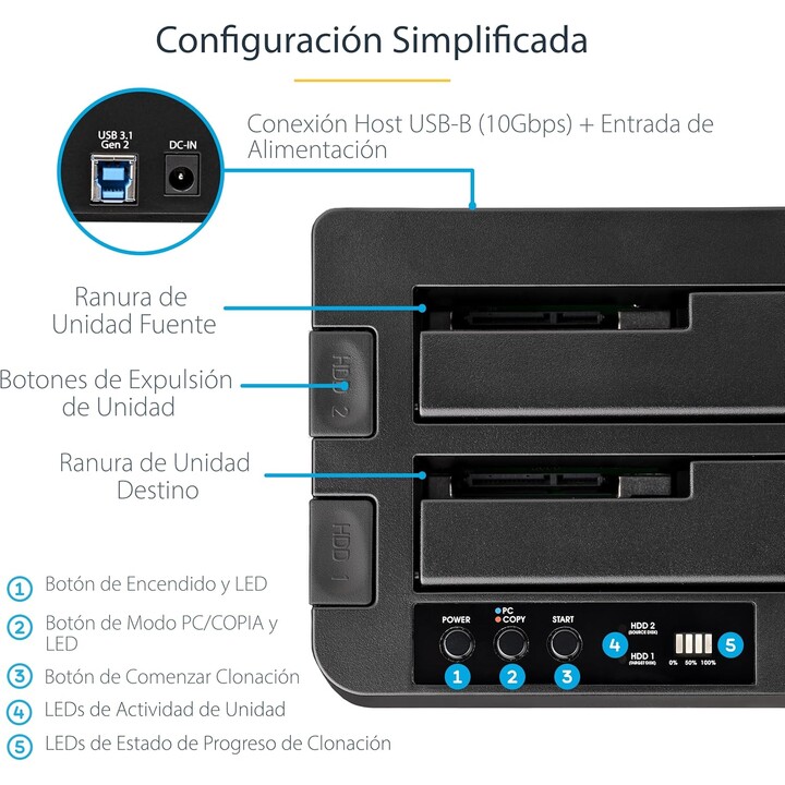 StarTech Standalone USB 3.1 Docking Station for 2.5" and 3.5" SATA SSD/HDD, Black