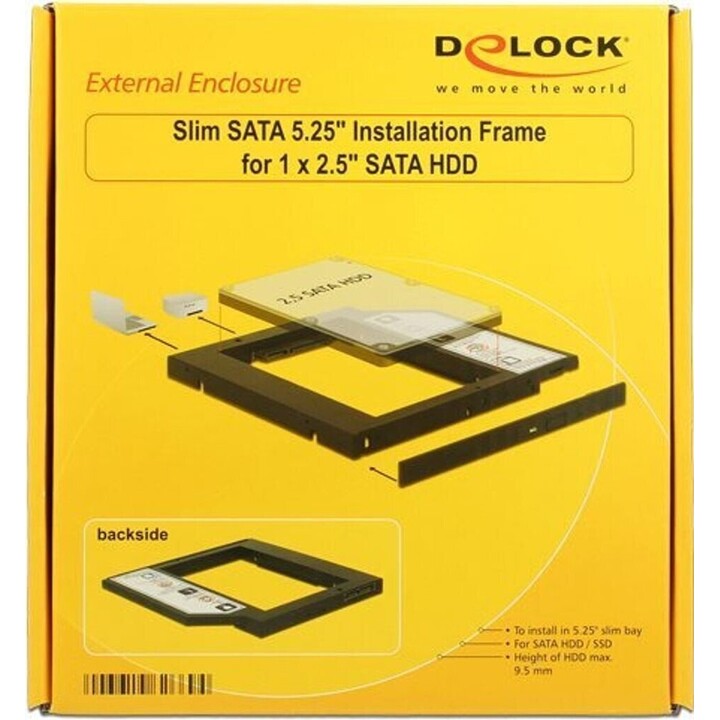Telaio di installazione Slim SATA 5.25 (10 mm) per 1 HDD SATA da 2,5 fino a 9,5 mm