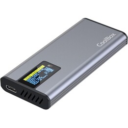 CoolBox Caja externa SSD M2 NVME y SATA, con pantalla táctil miniChase PS32, USB3.2, Gris