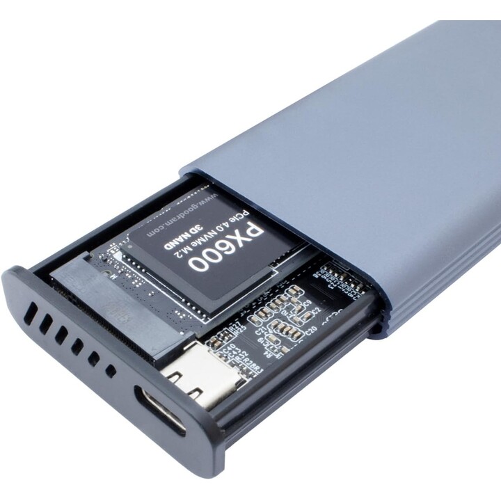 CoolBox Externes SSD-Gehäuse M2 NVME und SATA, mit miniChase PS32 Touchscreen, USB3.2, Gray
