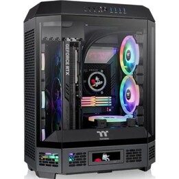 Gabinete para PC Thermaltake Midi Tower, vidro temperado preto SPCC RGB ATX/mATX/Mini-ITX