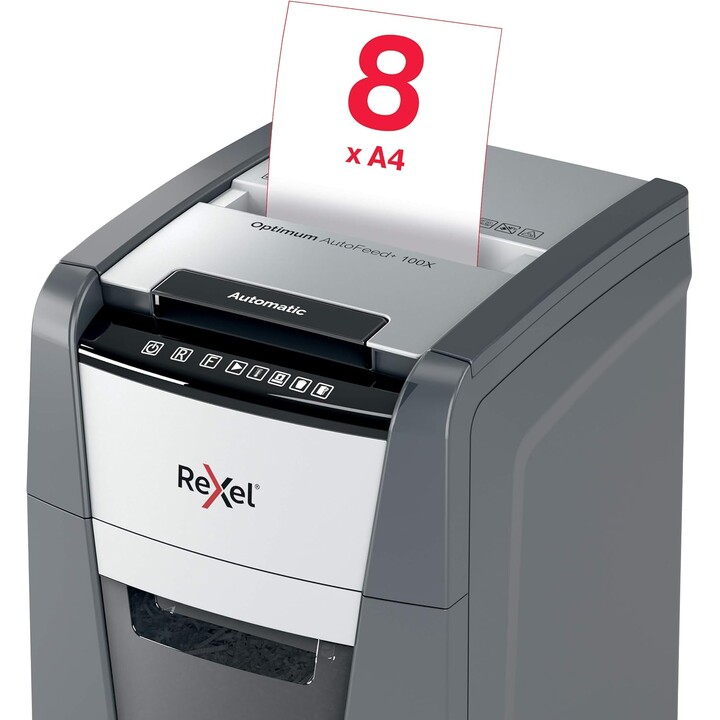 Rexel 2020100XEU, Trituradora de papel automática Optimum AutoFeed 100X, 34L, cinzento