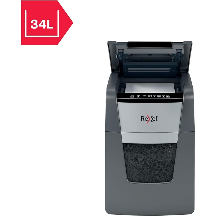 Rexel 2020100XEU, Trituradora de papel automática Optimum AutoFeed 100X, 34L, cinzento