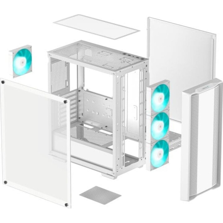 DeepCool CC560 V2 PC-Tower aus gehärtetem Glas, USB 3.2, Weiß