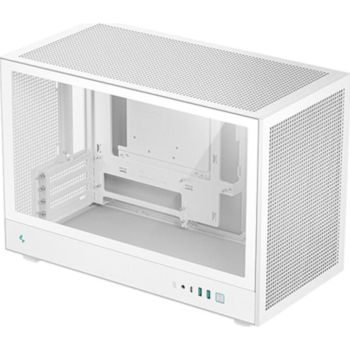 DeepCool CH260 Case Tower per PC Micro ATX bianco con ABS/SPCC/vetro temperato e USB-C