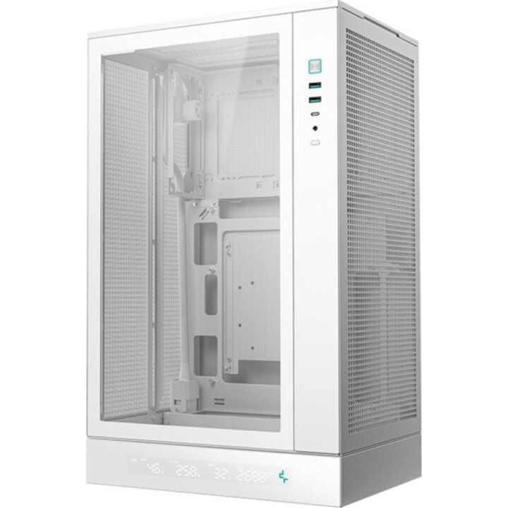 DeepCool CH270 Digitales Mini-Tower-PC-Gehäuse, Micro-ATX, gehärtetes Glas, Weiß