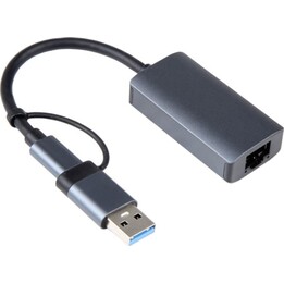 Adapter BYL-2207 2 in 1 USB 3.0+Type-C to RJ45 Gray
