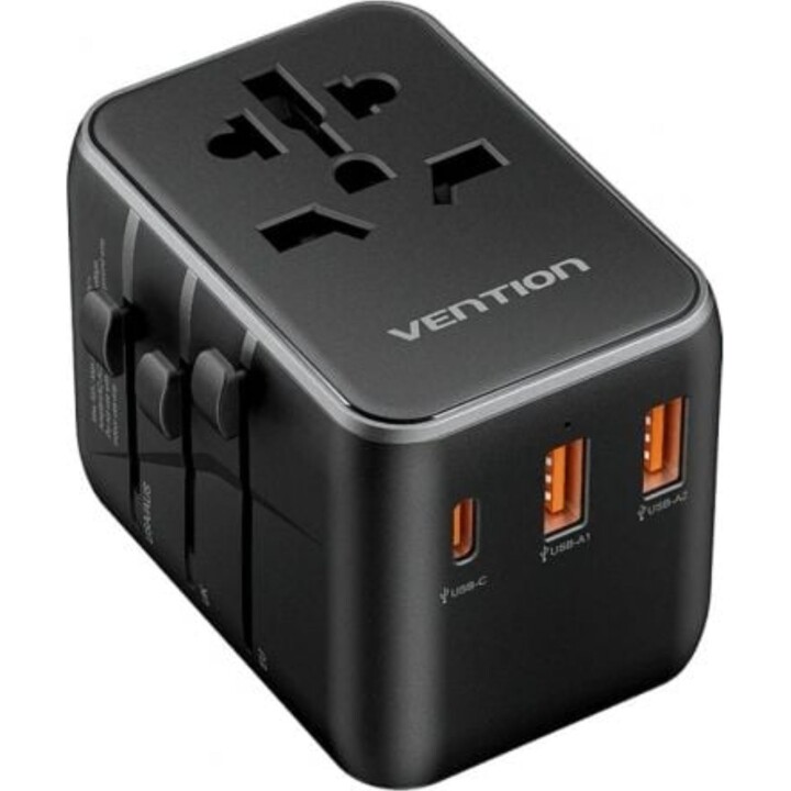 Vention FJEB0 Caricatore da muro universale USB-C 20W/2xUSB-A 18W 65W Adattatore da viaggio 4 prese