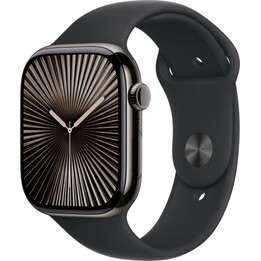 Apple Watch Series 10 GPS Cellular 46mm Slate Titanium Case with Black Sport Band - Size S/M