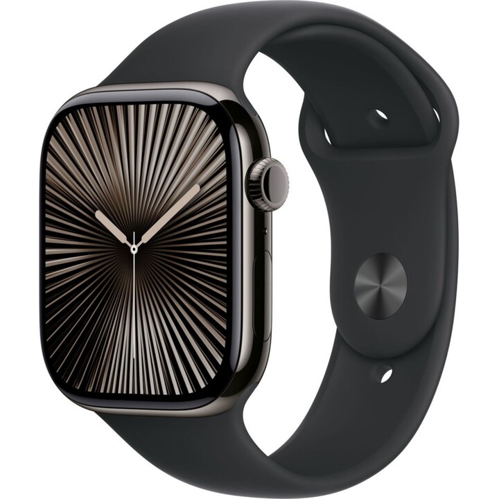 Apple Watch Series 10 GPS Cellular Cassa in titanio ardesia da 46 mm con cinturino Sport nero - Taglia S/M