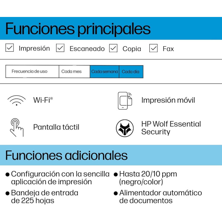 HP OfficeJet Pro 8122e, Professioneller A4-Farb-Tintenstrahl-Multifunktionsdrucker, Kopieren, Scannen, mobiles Fax, Wi-Fi, autom