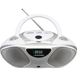 Gravador de CD Blaupunkt BB14WH Alto-falantes brancos prateados Rádio USB LCD