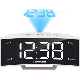 Blaupunkt CRP7WH Rádio Relógio FM Projeção de Tempo LCD Preto e Branco