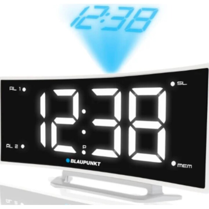 Blaupunkt CRP7WH Clock Radio FM Time Projection LCD Black and White
