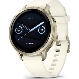 Garmin Venu 4 41mm WiFi GPS Moon dorado con correa de silicona hueso