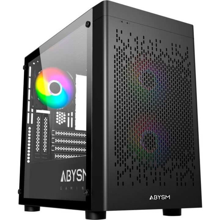 PC Tower Abysm Donau Inva MX202 Micro Tower Gehärtetes Glas USB-C Schwarz